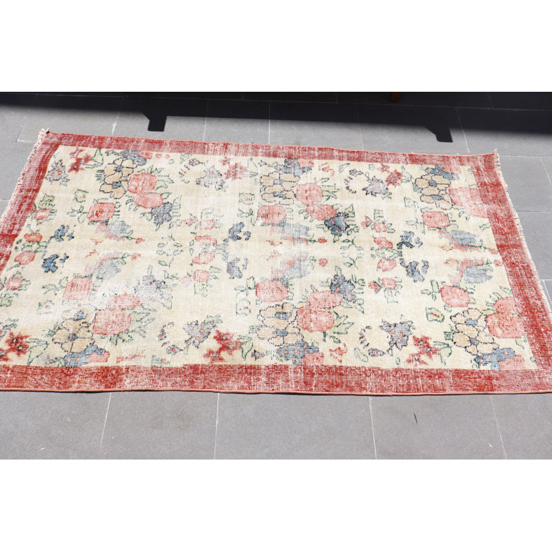 Tapis d'entrée rétro turc beige tissé à la main - idéal pour les dortoirs et les chambres de bébé