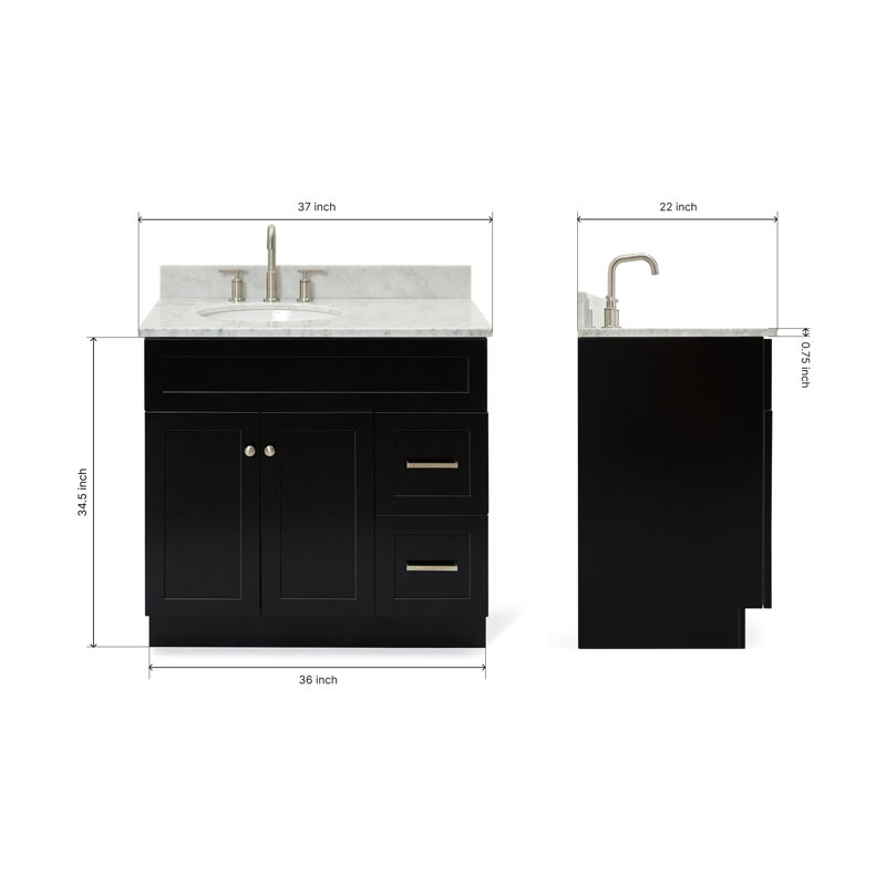 Partham 37" Single Bathroom Vanity Set, Black