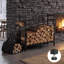 Support à bois de chauffage de 2,7 pi avec fourre-tout, support à bûches ajustable robuste, organisateur de rangement intérieur et extérieur pour foyer, patio, camping, noir