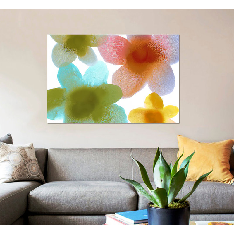 «Floral Blooms I», reproduction sur toile, H 26 po x l 40 po x P 1,5 po, Pas de tapis, Toile tendue