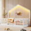 Lit simple Montessori avec lumière DEL et rails de sécurité-597602339