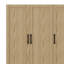 Élégante garde-robe de rangement en bois à 3 portes, deux tringles et tablettes-2037088960