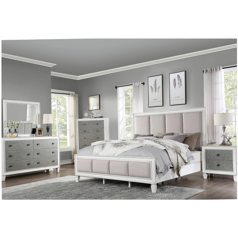 Katia Rustic Gray & Weathered White Finish Night Stand