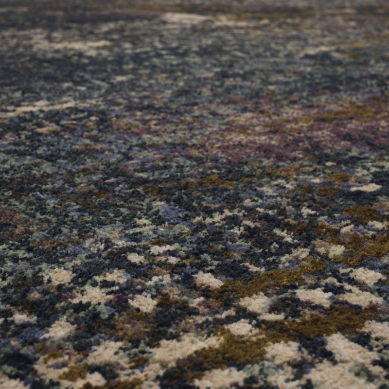 Tranquil Indigo Abstract Viscose Blend Area Rug - 5'3" x 7'10"