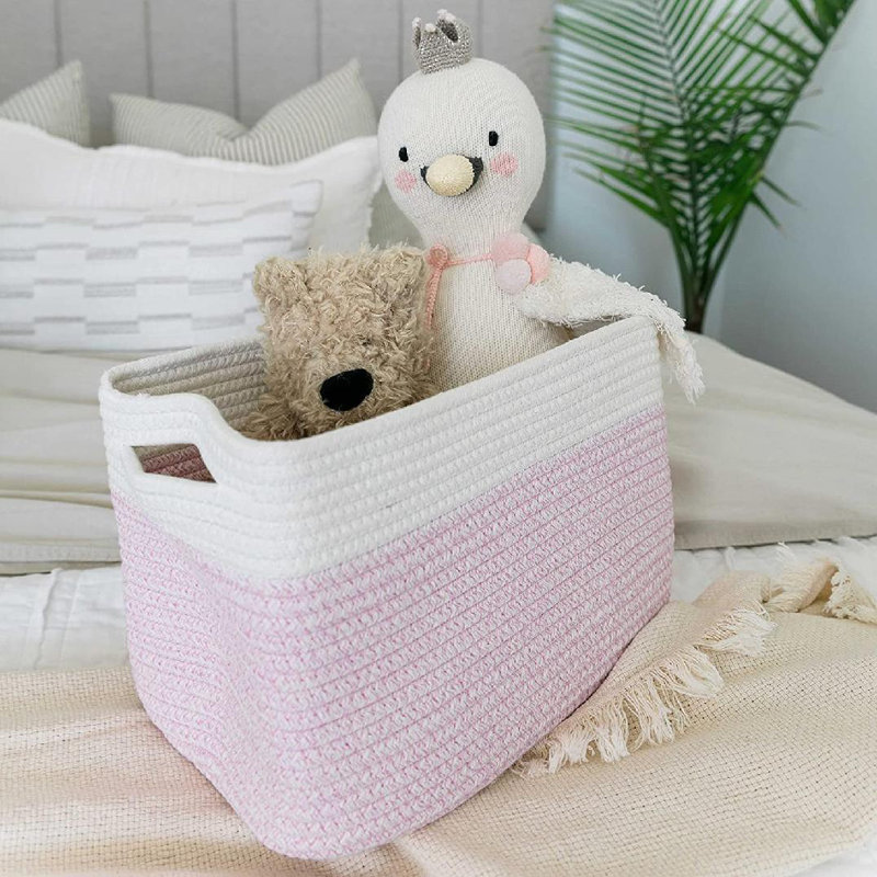 Panier en tissu, Rose / blanc cassé