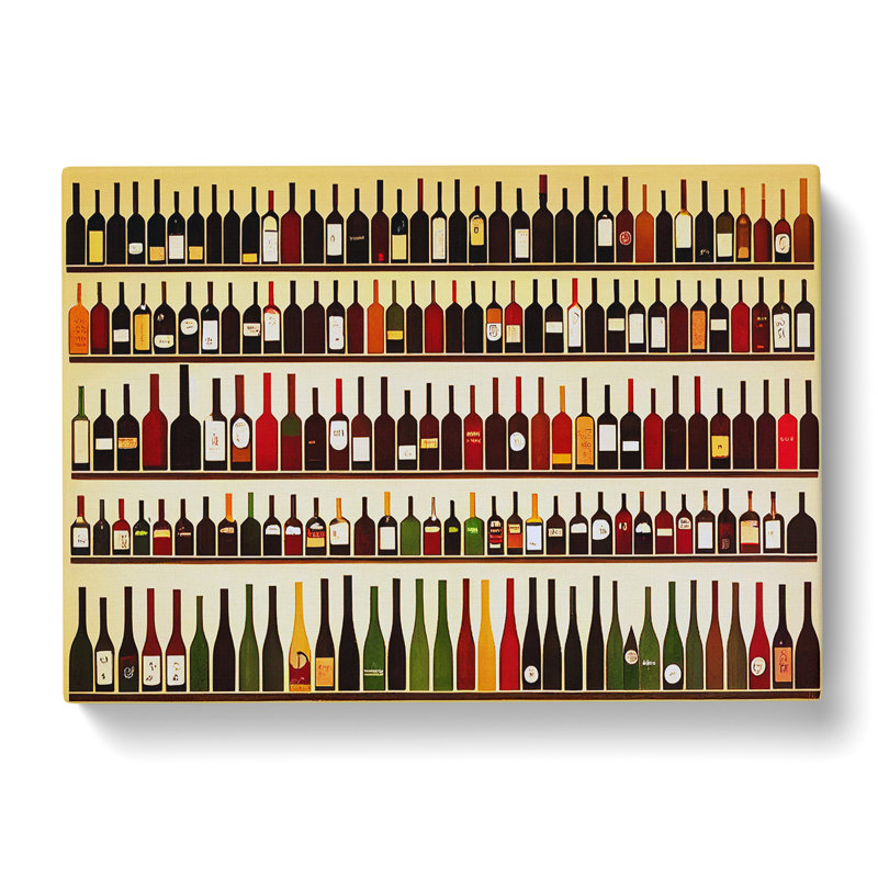 XXX-H1022-WF-10163X Wine Bottle Art Retro Vol.1 - Wrapped Canvas Print