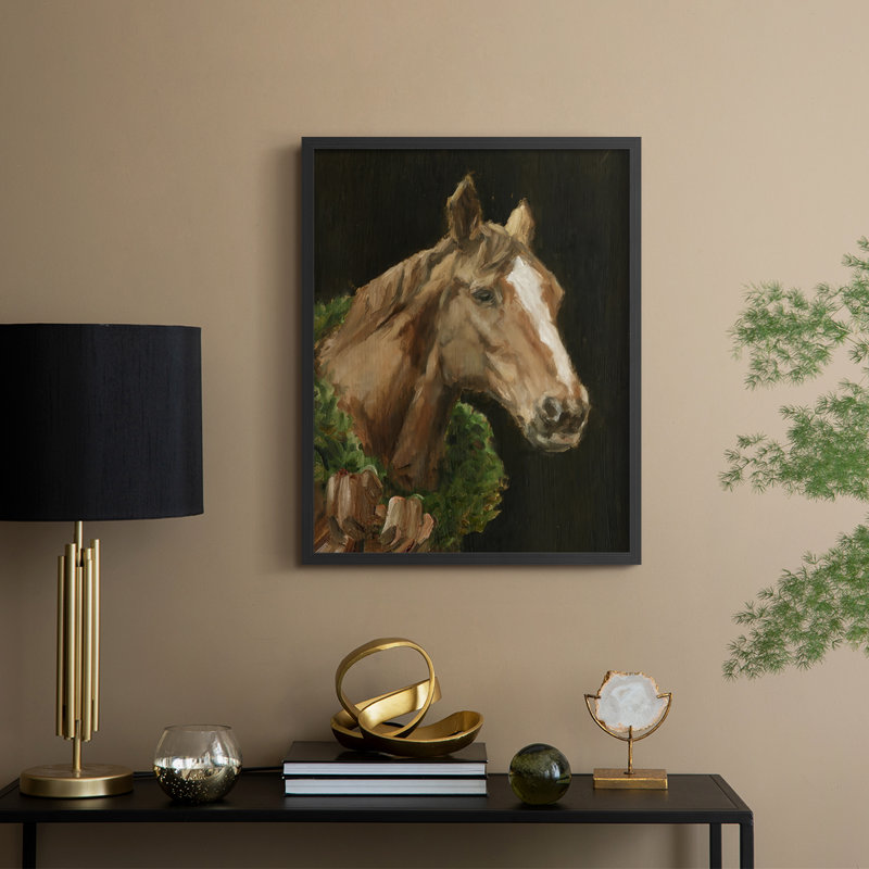 Holiday Horse I Framed Print - Solid Wood, Black, H 11 po x l 9 po
