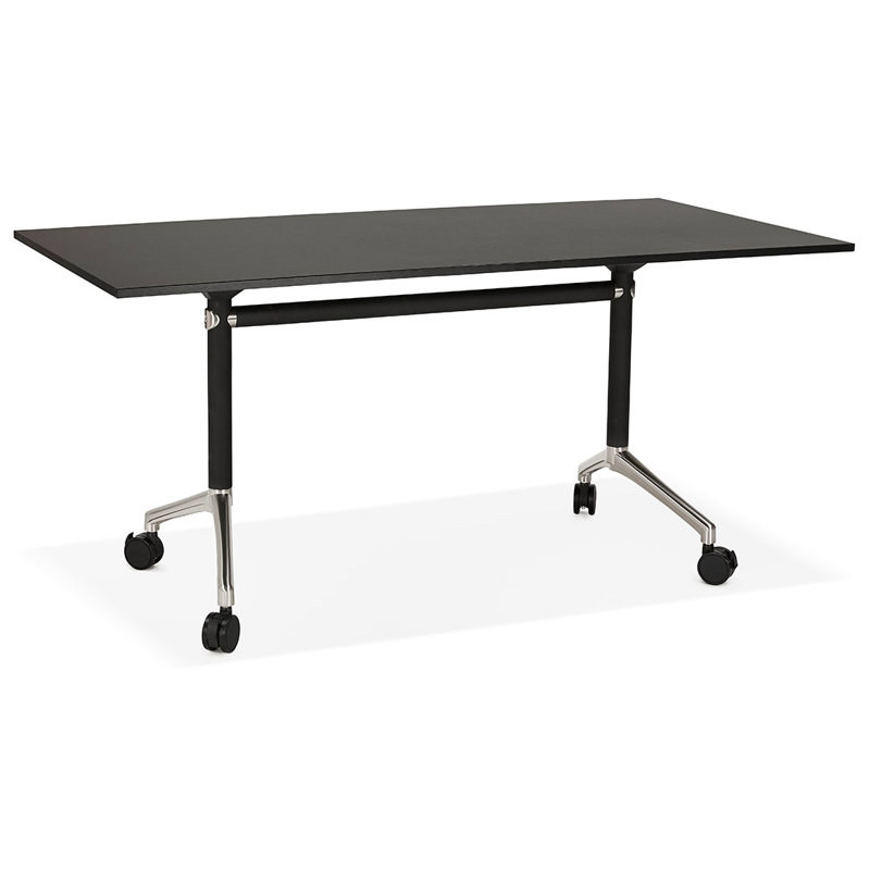 Frohna Metal Base Writing Desk, 73cm H x 160cm W x 80cm D, Black/Black