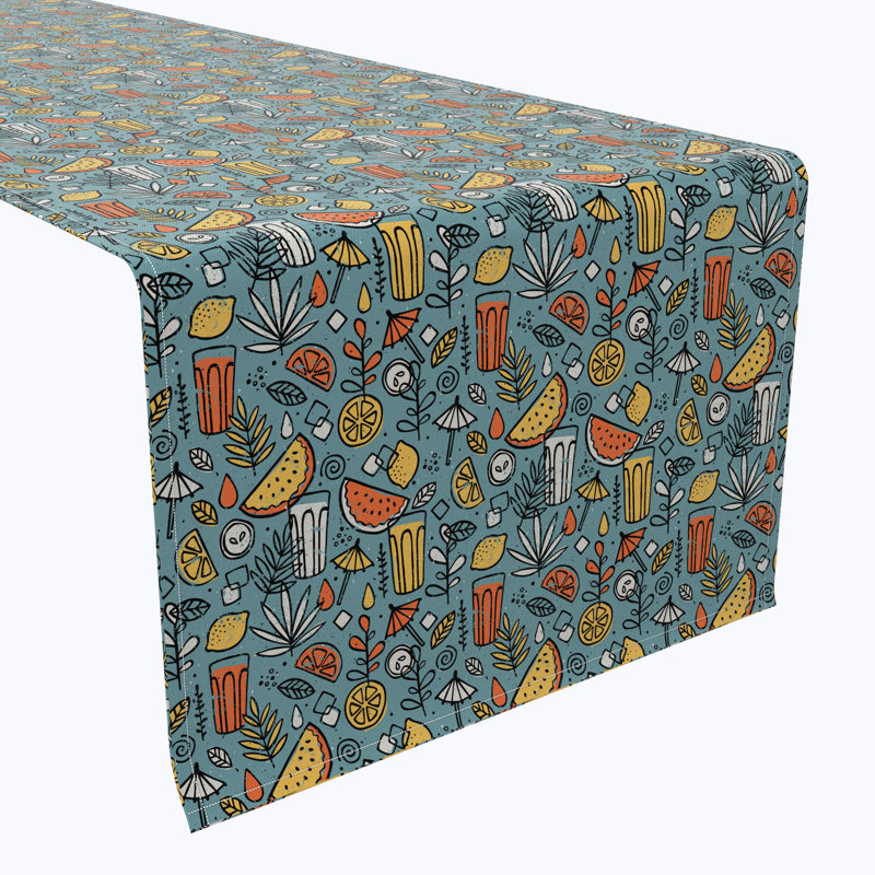 Table Runner, 100% Cotton, 16X108", Colorful Refreshments, 90" L x 16" W