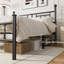 Base de lit plateforme 42 po avec tête de lit, style contemporain, minimaliste, capacité de charge élevée, pas de sommier tapissier nécessaire, pas de vacillement-785091711