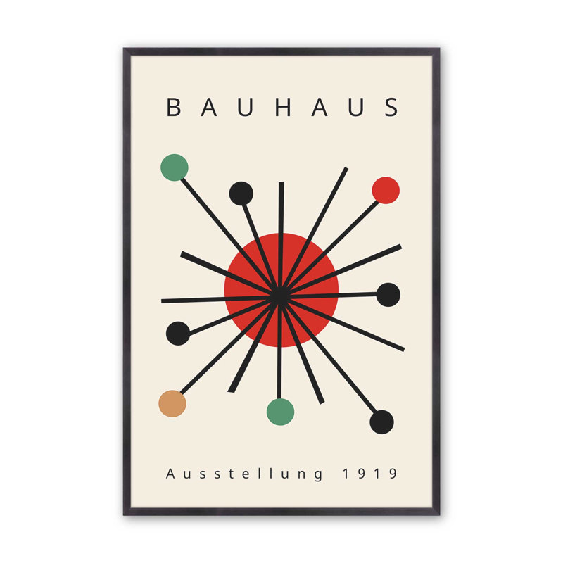 Bold Bauhaus Burst, Weathered Zinc Single Picture Framed, 15.25" H x 12.25" W