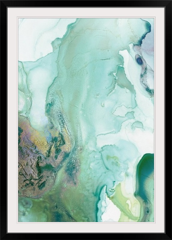 « menthe bubbles iii », reproduction, H 38 po x l 28 po x P 1 po, Cadre noir