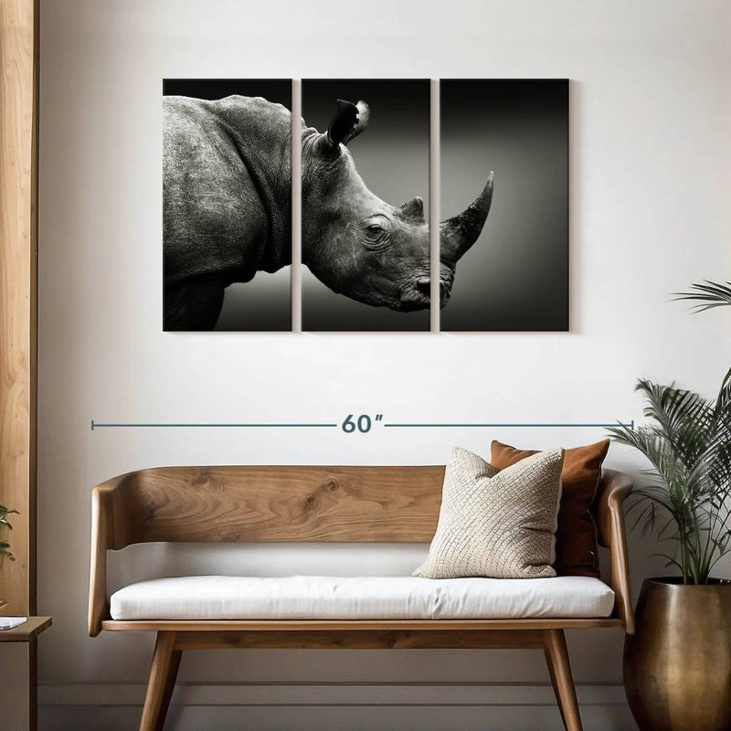 Rhino brun et blanc Brampt, H 28 po x l 45 po