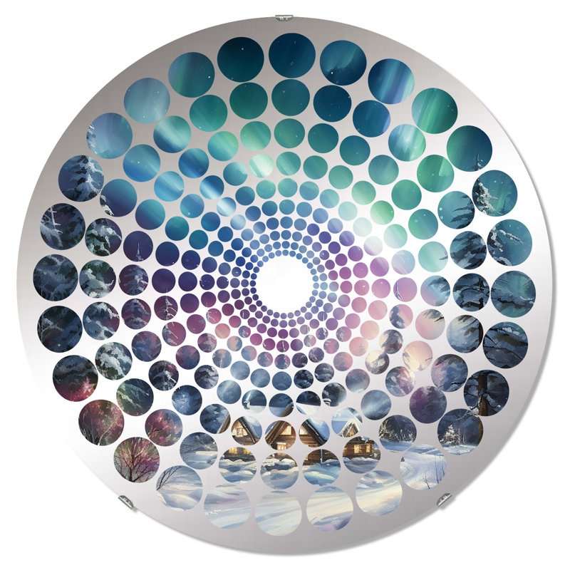 Miroir décoratif Northern Lights Charm In Winter III - MIR117148-Rond, 31,4 po x 31,4 po
