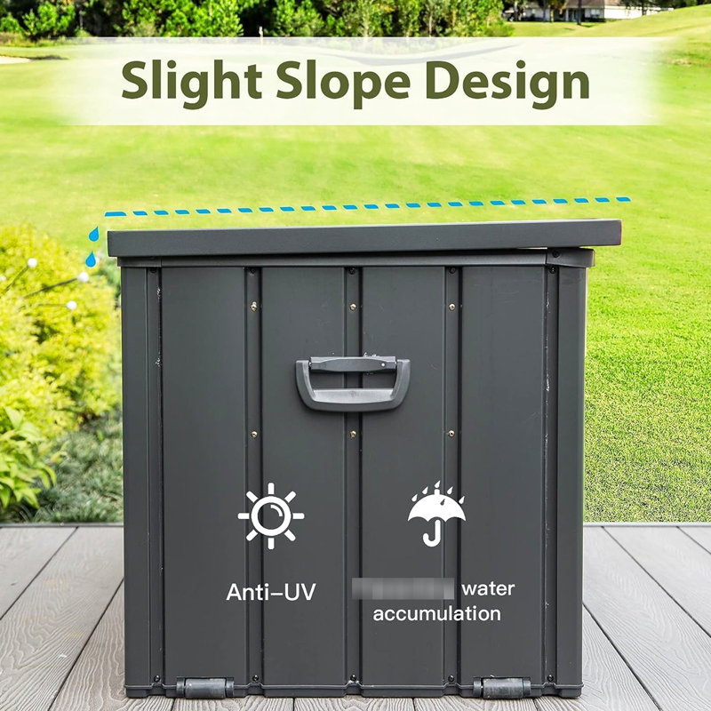 Waterproof Outdoor Deck Storage Box - 150 Gallon, Lockable,  Dark Gray Gallon For Patio Waterproof, Holds Pool Accessories