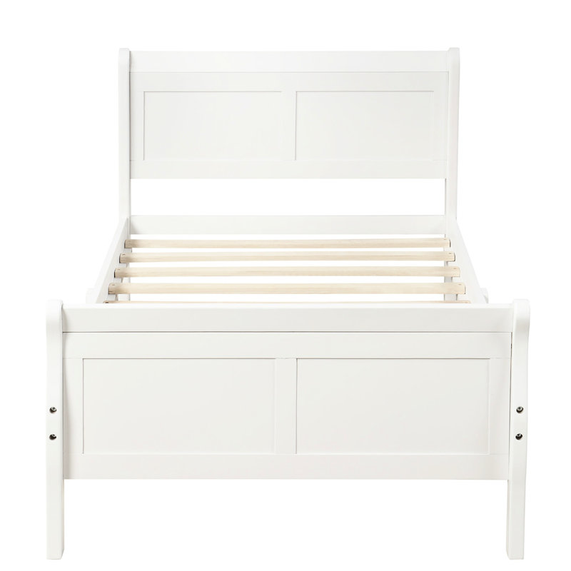 White Twin Platform Bed - Solid Wood Created With Headboard/ With Headboard, & Support