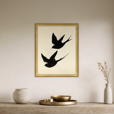 Martha Stewart Bedford, art mural en papier, silhouette d'oiseau décoratif II, 19,75 po x 25,75 po, décor de salon et de chambre à coucher, encadré