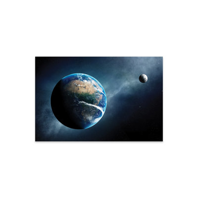 " Earth And Moon Space View " by Johan Swanepoel