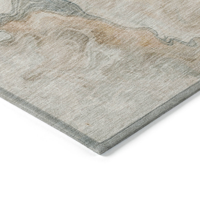 3' X 5' Teal Blue Coral And Ivory Abstract Washable Indoor Outdoor Area Rug