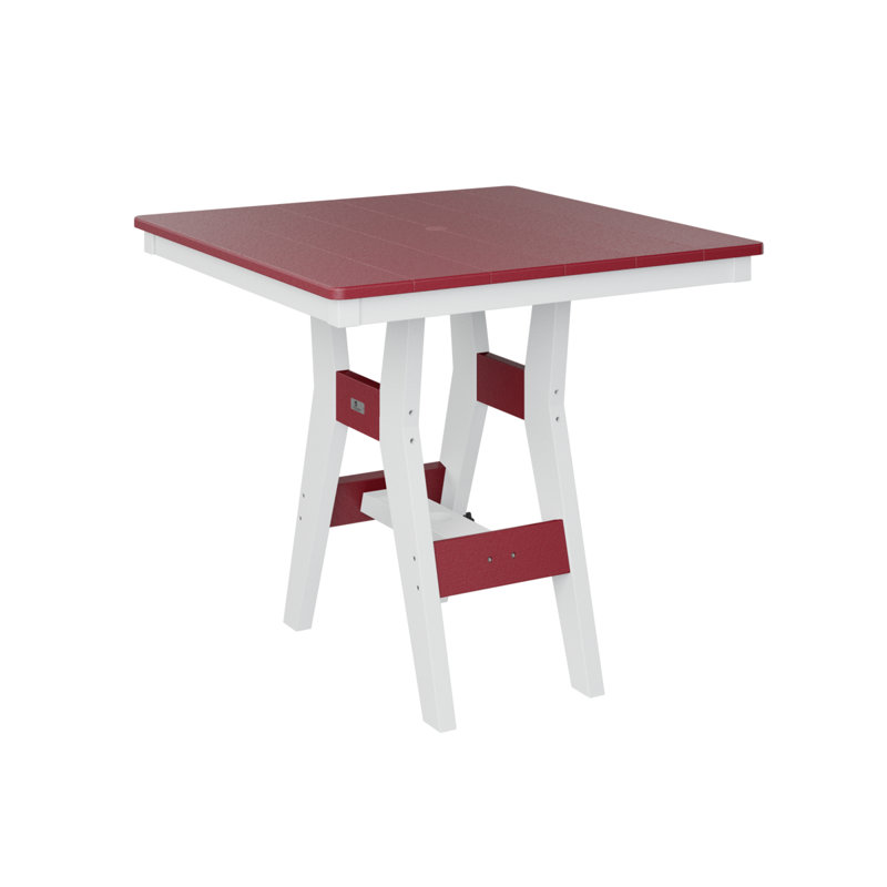 Berlin Gardens Harbour Square Bar Table, Scarlet Red, 30.37" H x 33" W x 33" D