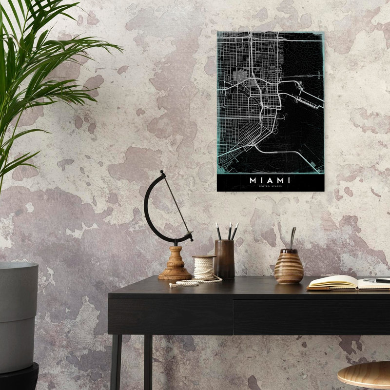 «Miami City Outline Contemporary City Architecture», reproduction d'art murale, H 24 po x l 16 po