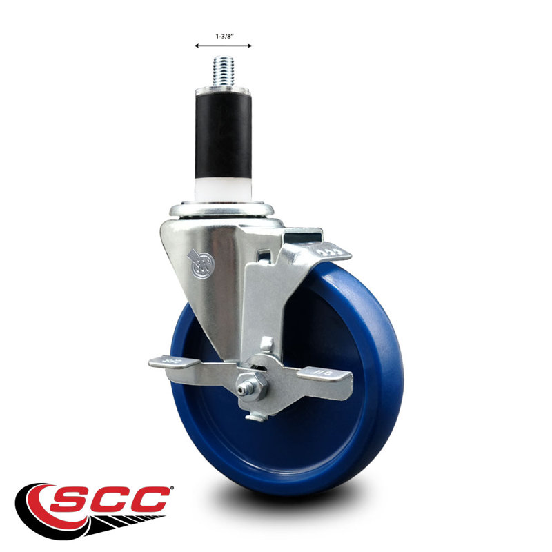 Roulettes pivotantes solides en poly 1 3/8 po avec frein SCC