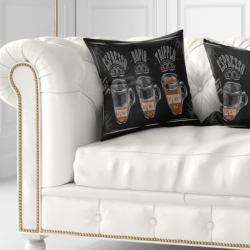 Coussin espresso Kraf, 18 po x 18 po, Noir, Coussin décoratif
