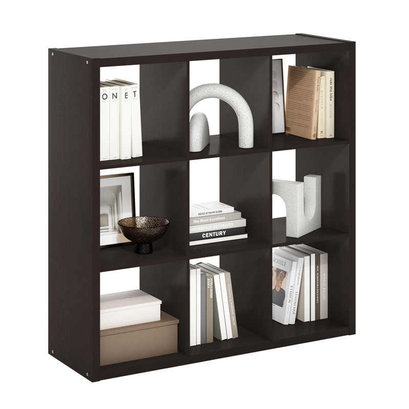 Leel Standard Bookcase, 111cm H x 111cm W x 37cm D, Dark Oak