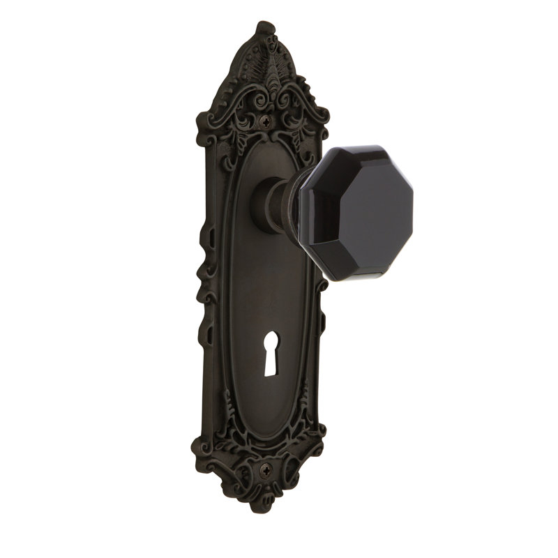 Victorian Plate with Decorative Keyhole and Waldorf Black Door Knob, 2-3/8”, Oil-Rubbed Bronze