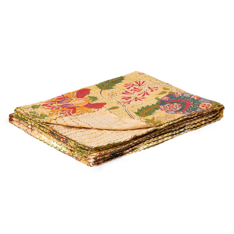 Kantha Quilted Throw Blanket