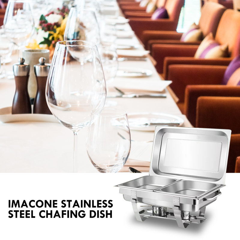Prep & Savour 2pk 8 Qt Rectangular Stainless Steel Chafing Dish