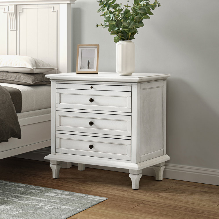 Arthelia Traditional 3-Drawers Nightstand with Built-in Charging Station and Pull-out Shelf