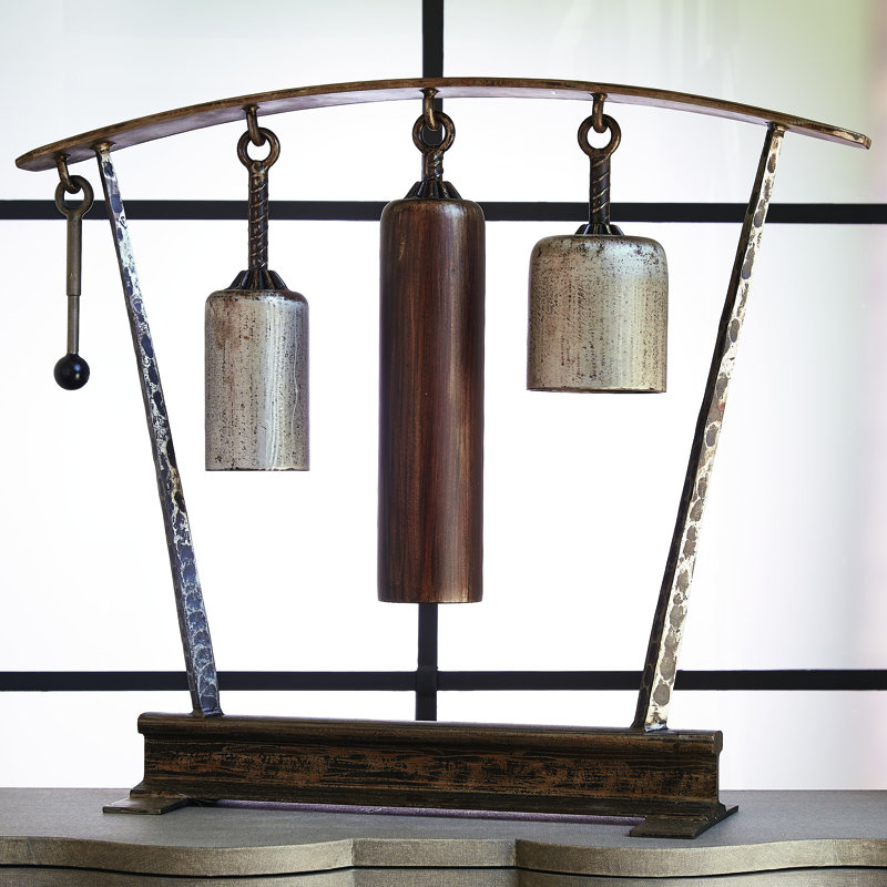 Three Tone Rail Sound Sculpture-Natural Iron