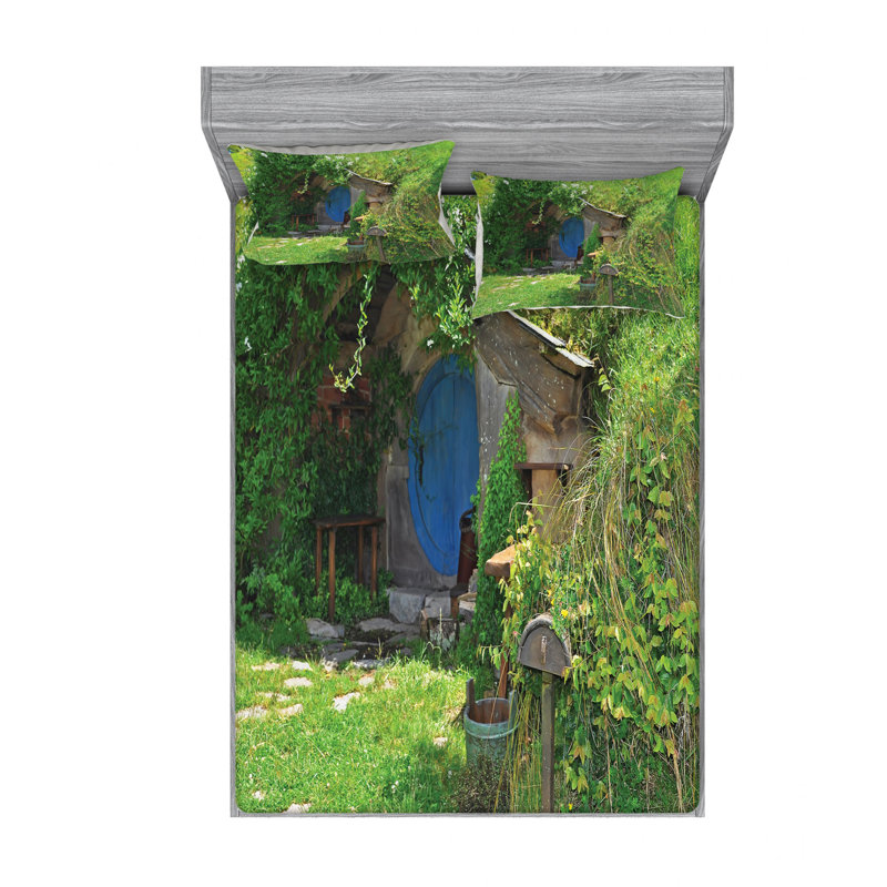 Ensemble de draps Hobbit Land House, Ensemble de draps pour taille de lit grand avec un