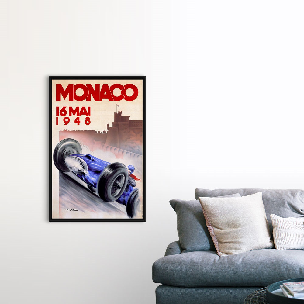 " Grand Prix, Monaco, 1948, Vintage Poster, By Geo Hamm " by Geo Hamm Trinx