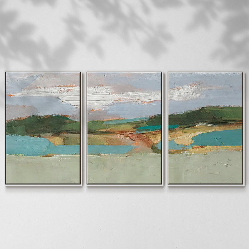 High Noon Vista Study II - Toile encadrée à pièces multiples - 2870150C, H 36 po x l 75 po x P 2 po, Cadre blanc