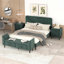 Ensemble de chambre avec lit plateforme 4 pièces avec tables de chevet et banc Amdi-88097127-88097125