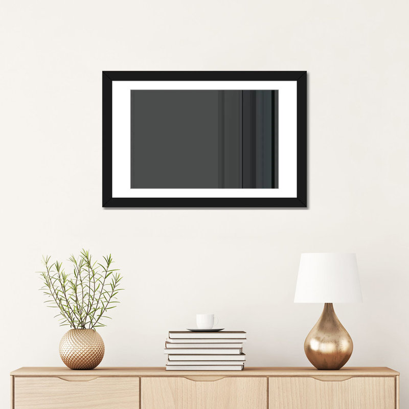 Rayures gris anthracite, impression sur toile, H 16 po x l 24 po x P 1 po, Papier d'art encadré noir, Blanc