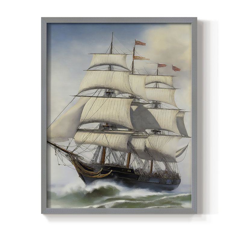 NAUTICAL Series LXIX, reproduction encadrée - bois massif, H 30 po x l 24 po, Gris