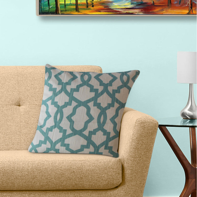 Coussin en coton Callahan, 20 po x 20 po, Vert de mer, Coussin décoratif