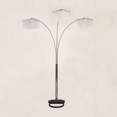 1Pc Modern Design Classic Luxury Sleek Multi-Head Floor Arc Lamp Crystal-Like Accents Drape Living Room Curve Lamp
