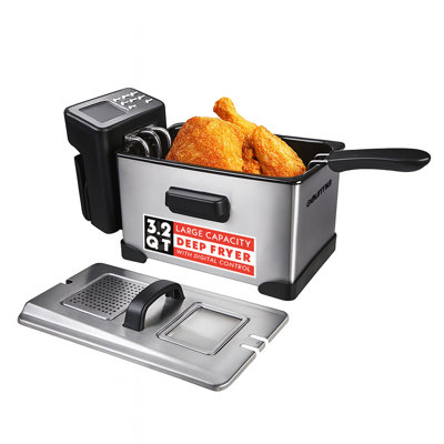 Friteuse électrique de comptoir Gourmia de 3,2 pintes avec affichage numérique et température réglable, acier inoxydable