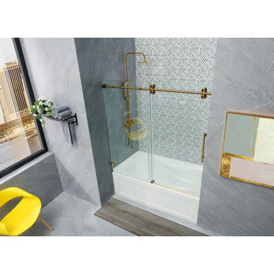 56-60 W x 62 H Frameless Single Sliding Tub Door