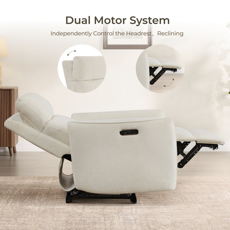 Dual Motor Power Recliner with Power Headrest, Cream