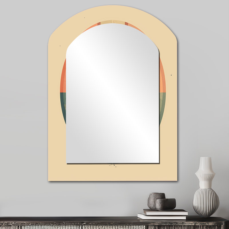 Sacré mystère rétro Alchimie Mandala - miroir asymétrique géométrique unique, 34 po x 25 po