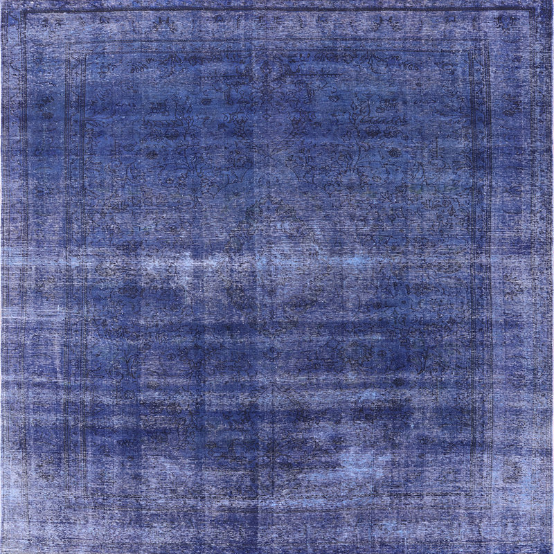 Tapis oriental bleu / gris Ickes, Carré 6 pi