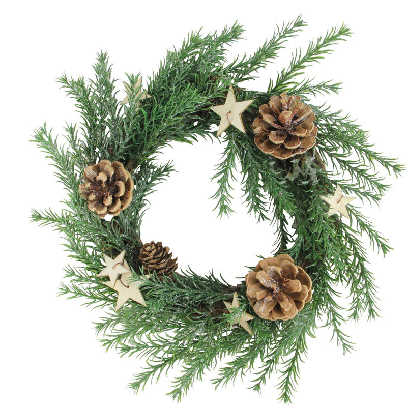 Couronne de pin et branches de pin pin de Noël 10 pouces non éclairées