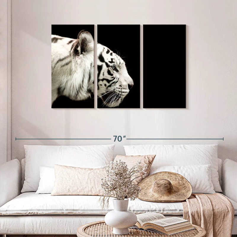 Curious White Tiger, 28" H x 45" W