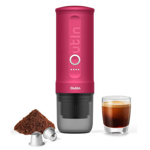 OutIn Nano Portable Electric Espresso Machine, Travel Coffee Maker for Camping, Car Coffee Maker Self-Heating with USB-C, With Ground Coffee & NS Capsule for RV, Hiking, Office