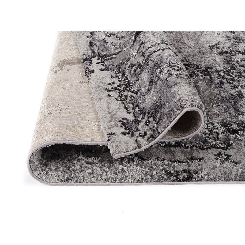 Shaggy Carpet Dewees in Grey/Black, Rectangle 200 x 290cm